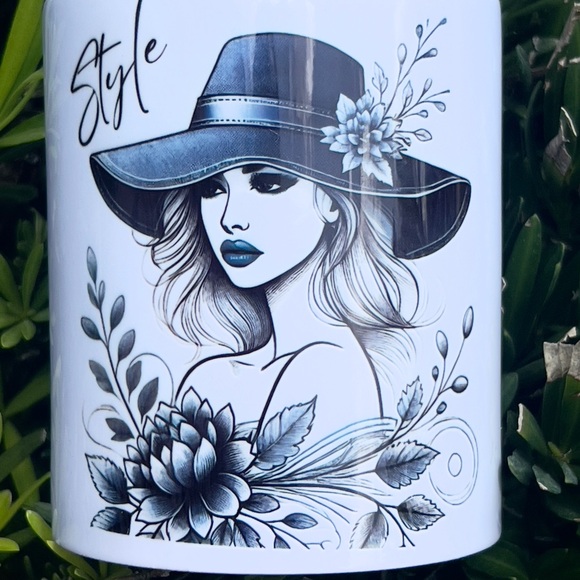 Custom Made Chic Lady with Floral Hat Ceramic Mug (11 oz) - Picture 2 of 5